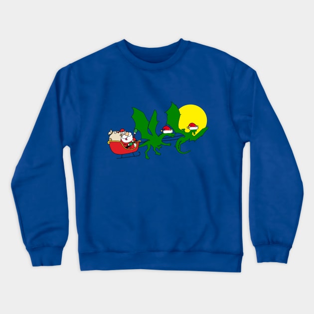 Dragon Reindeer Christmas Sleigh Crewneck Sweatshirt by epiclovedesigns